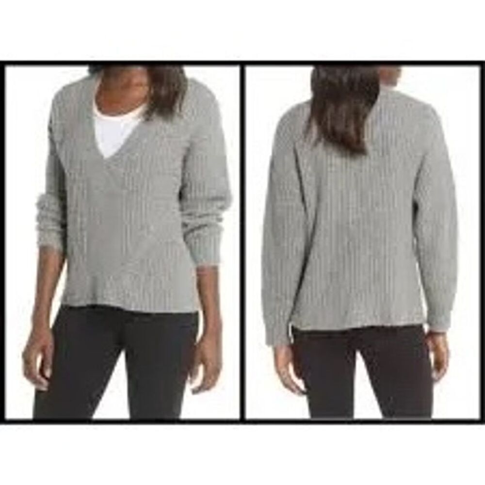 UGG Women's V-Neck Cotton Pullover Sweater Gray Heather Size M